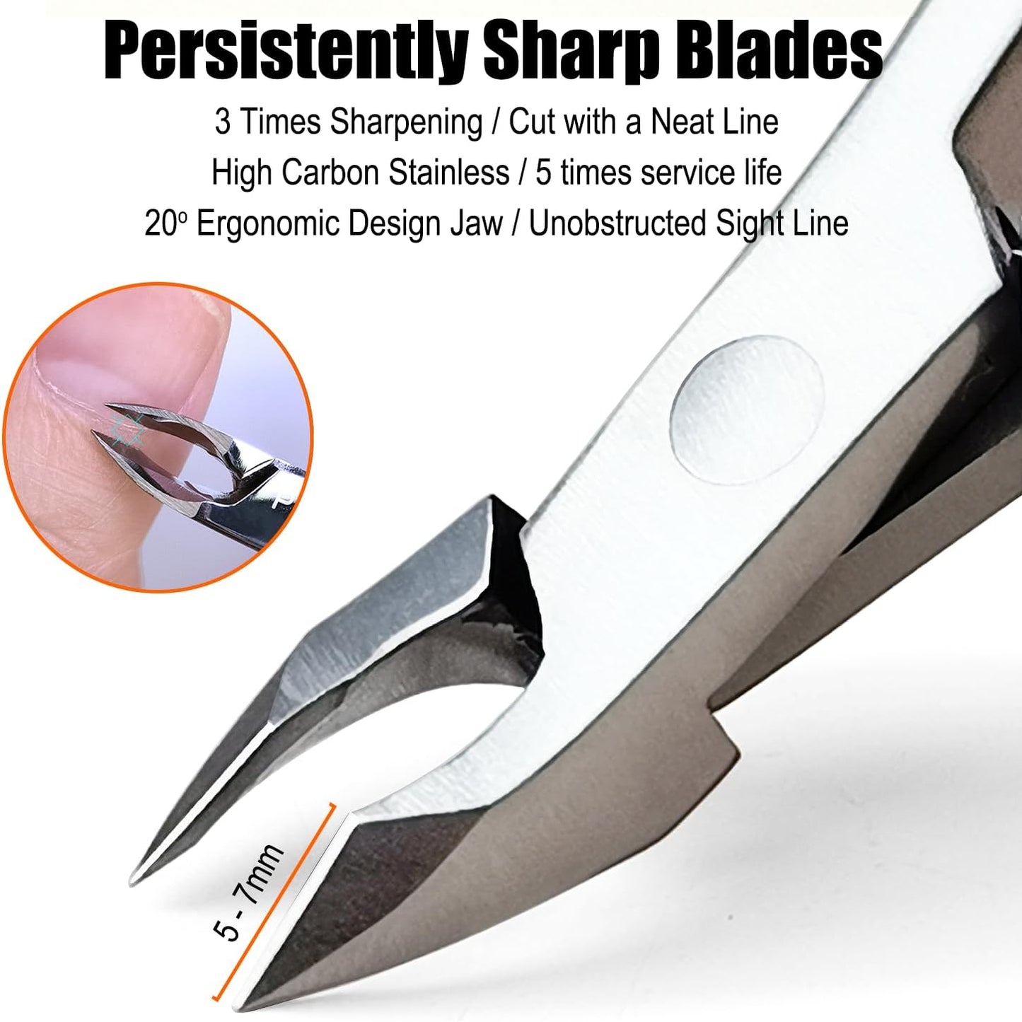 LePinko Professional Cuticle Trimmer with Cuticle Pusher, Super Labor-saving Dead Skin Nippers, Sharp Hangnail Remover for Fingernail Toenail, Pedicure Manicure Nail Care Tool for Women Men, 7mm Jaw
