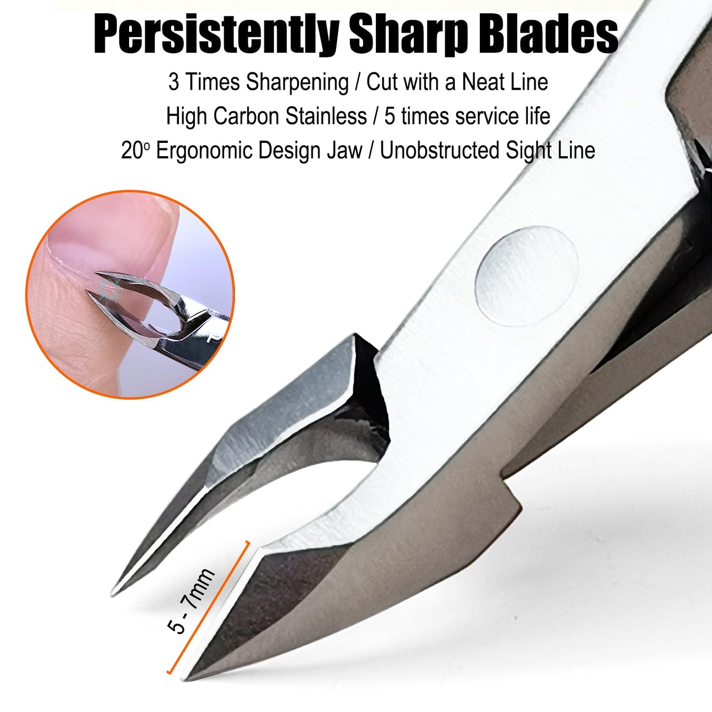 LePinko Professional Cuticle Trimmer with Cuticle Pusher, Super Labor-saving Dead Skin Nippers, Sharp Hangnail Remover for Fingernail Toenail, Pedicure Manicure Nail Care Tool for Women Men, 7mm Jaw