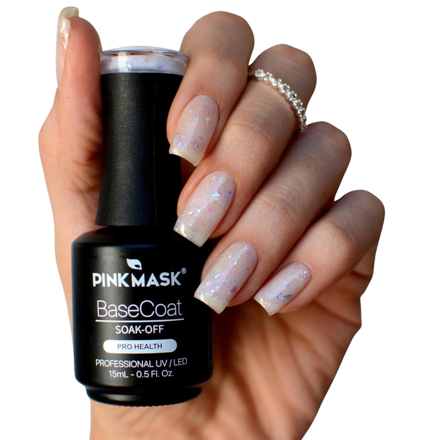 PINK MASK Gel Color Nail Polish White Quartz - Col. My Precious 15ml / o.5 oz - UV/LED Gel Polish, Non Wipe, Long Lasting, Soak Off Formula
