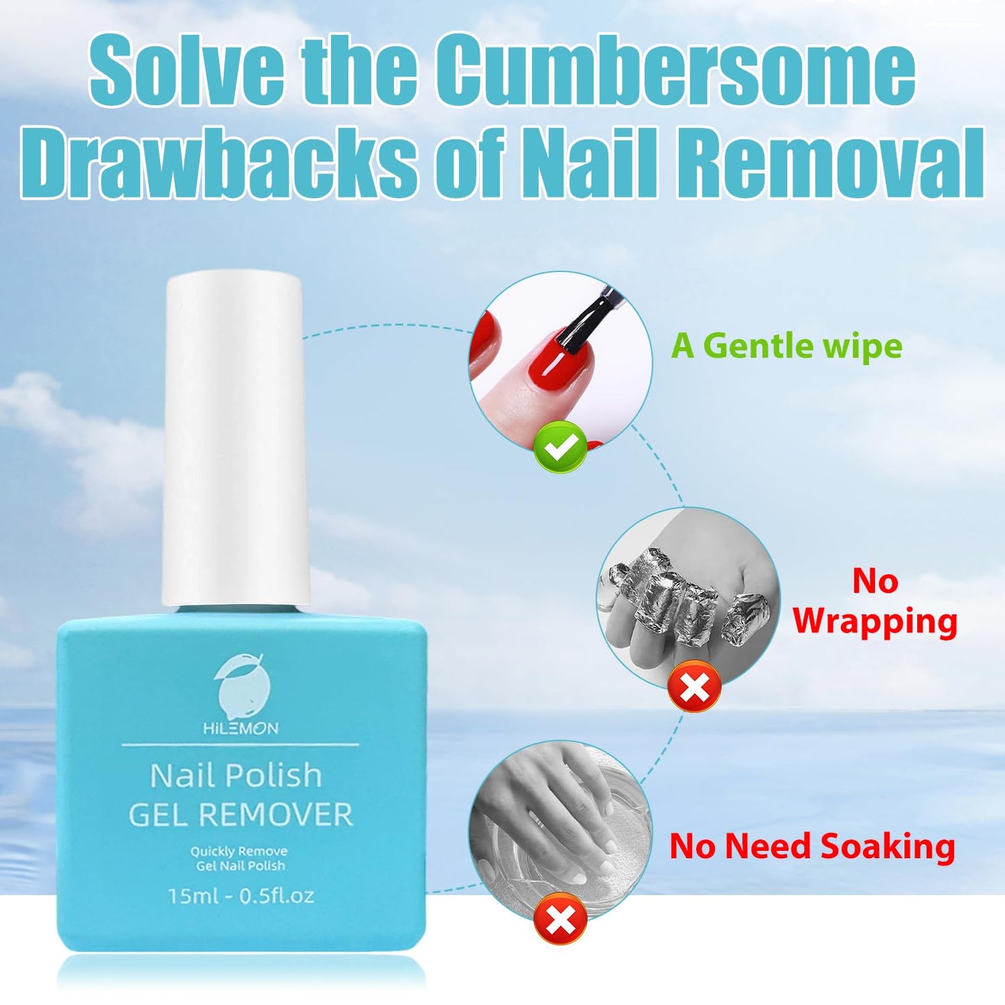Quick Gel Nail Polish Remover, Easy Remove Gel Polish in 3 Minutes, No Need Soaking or Wrapping, Gel Remover for Nails, 15ml 6PCS