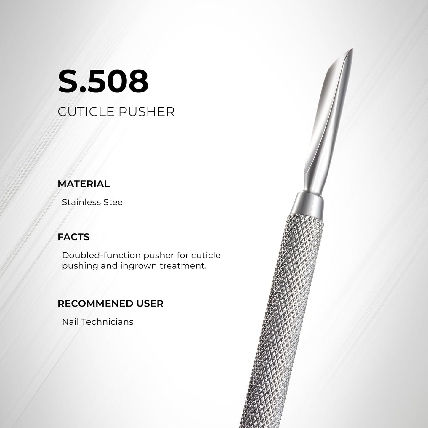 NGHIA Pusher - S-508 (Stainless Steel) | Double–Ended Nail Cleaner and Cuticle Pusher | Premium Quality for Nail Care | Ergonomic Design | Suitable for Professional & Home Use
