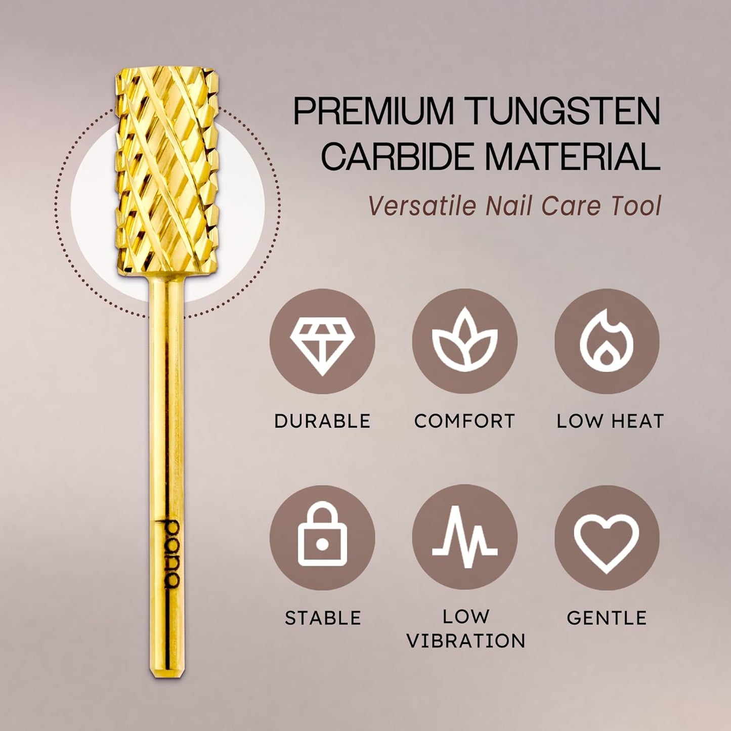PANA Professional 3/32" Shank Size - Flat Top Large Barrel Gold Carbide Bit 4X Coarse Grit - Nail Drill Bit for Dremel Machine