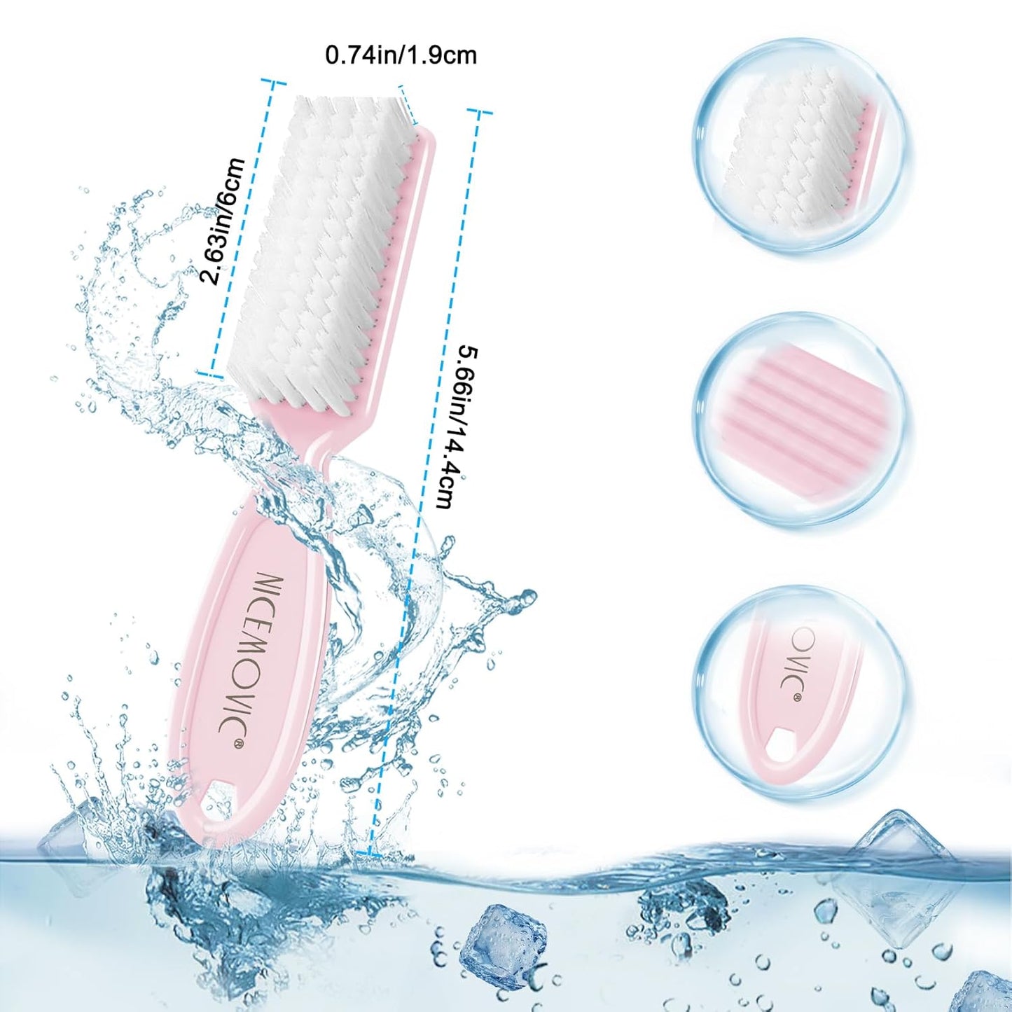 NICEMOVIC 10 Pcs Nail Brush for Cleaning Fingernails, Handle Grip Nail Scrubber Brush, Hand Fingernail Cleaner Brush Manicure Tools Scrub Cleaning Brushes, Use for Toe and Nail Cleaning (Macaron-Pink)