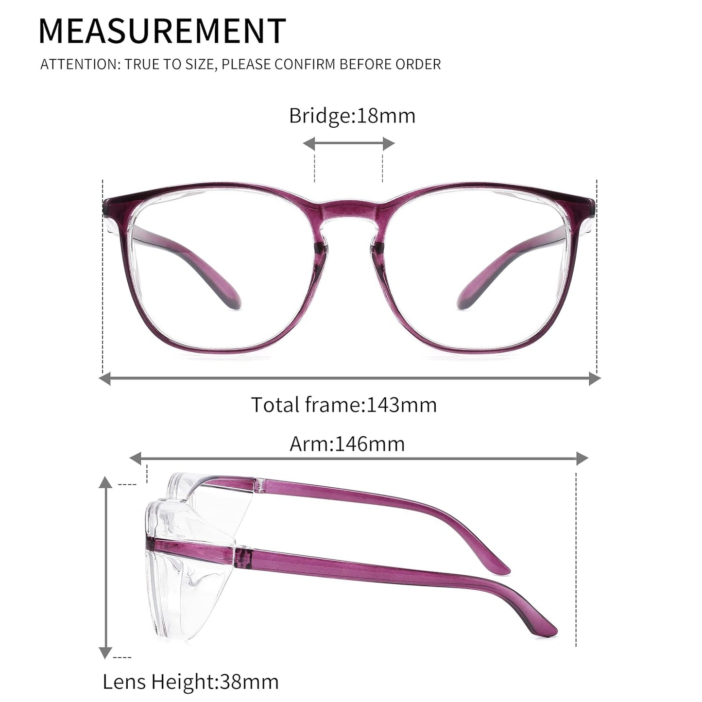 Alsenor Safety Glasses Anti Fog Goggles Protective Eyewear Blue Light Blocking Anti Dust UV Protection Glasses For Men Women (2 Pack (New Purple + Black))