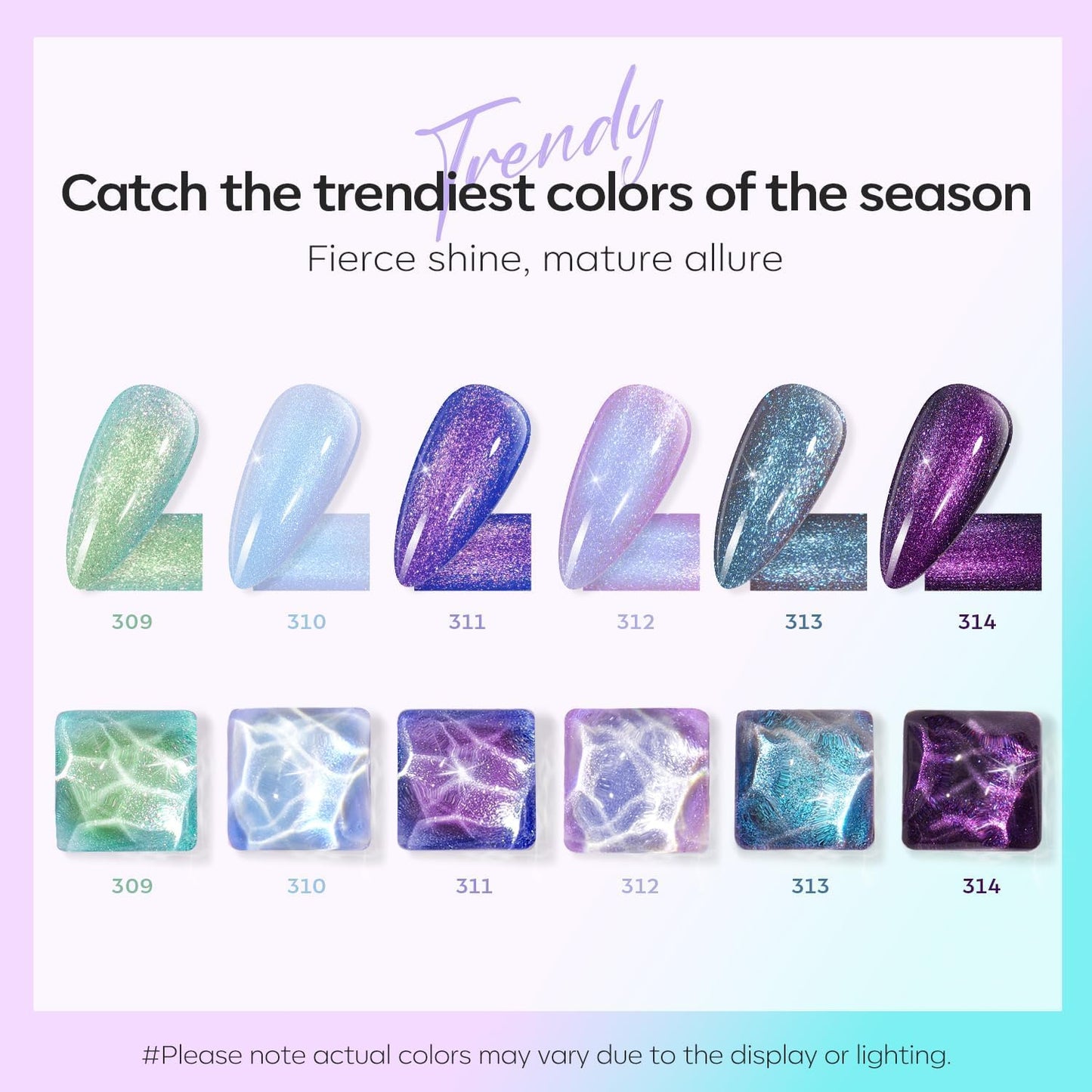 modelones Chameleon Nail Polish Set 6 Colors, Green Glitter Pink Blue Purple Holographic Quick Dry Mini Nail Lacquer Kit Gray Aurora Shimmer DIY Nail Art Manicure Gift For Women Girls