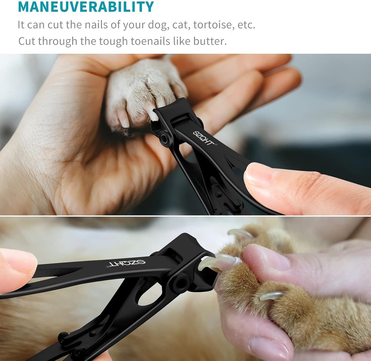 SZQHT Extra Wide Jaw Opening Nail Clippers for Thick Nails Cutter for Ingrown Toenail Clippers & Fingernails Manicure Set,Pedicure Kit,Men & Women(Black)