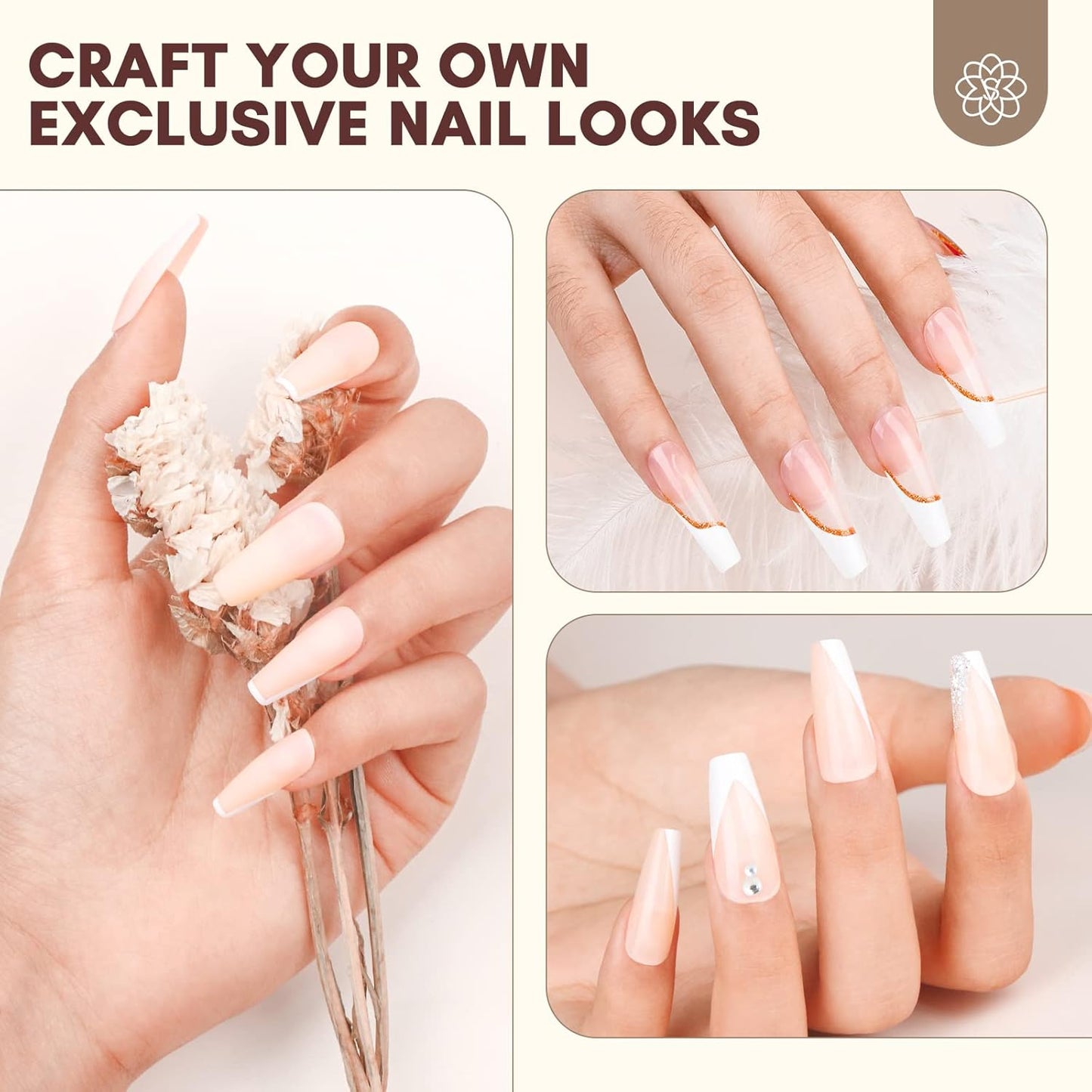 Saviland French Tip Stamp: 14PCS French Tip Tool with Replaceable Nail Stamp Head, Clear Silicone Nail Stamper with Scrapers for French Manicure Home DIY Nails Art Salon