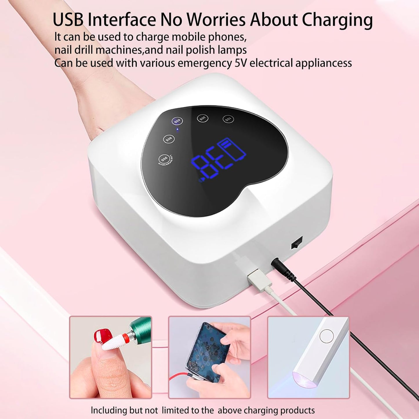 UV LED Nail Lamp Cordless 72W Portable Nail Dryer Light Rechargeable UV Light for Gel Nails Polish/Acrylic,Fast Curing Gel Polish Lamp with 5 Timer Smart Sensor,Nail Art Drying Tools for Home Salon