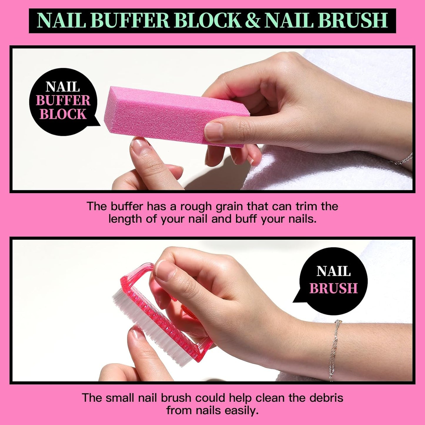 FANDAMEI Nail Care Kit, Nail Files 100/180, Nail Tools, Nail Buffer Block, Cuticle Nippers, Cuticle Trimmer, Cuticle Pusher, Nail Kit, Pedicure & Manicure Tools, Nail Prep Kit, Manicure Kit for Women