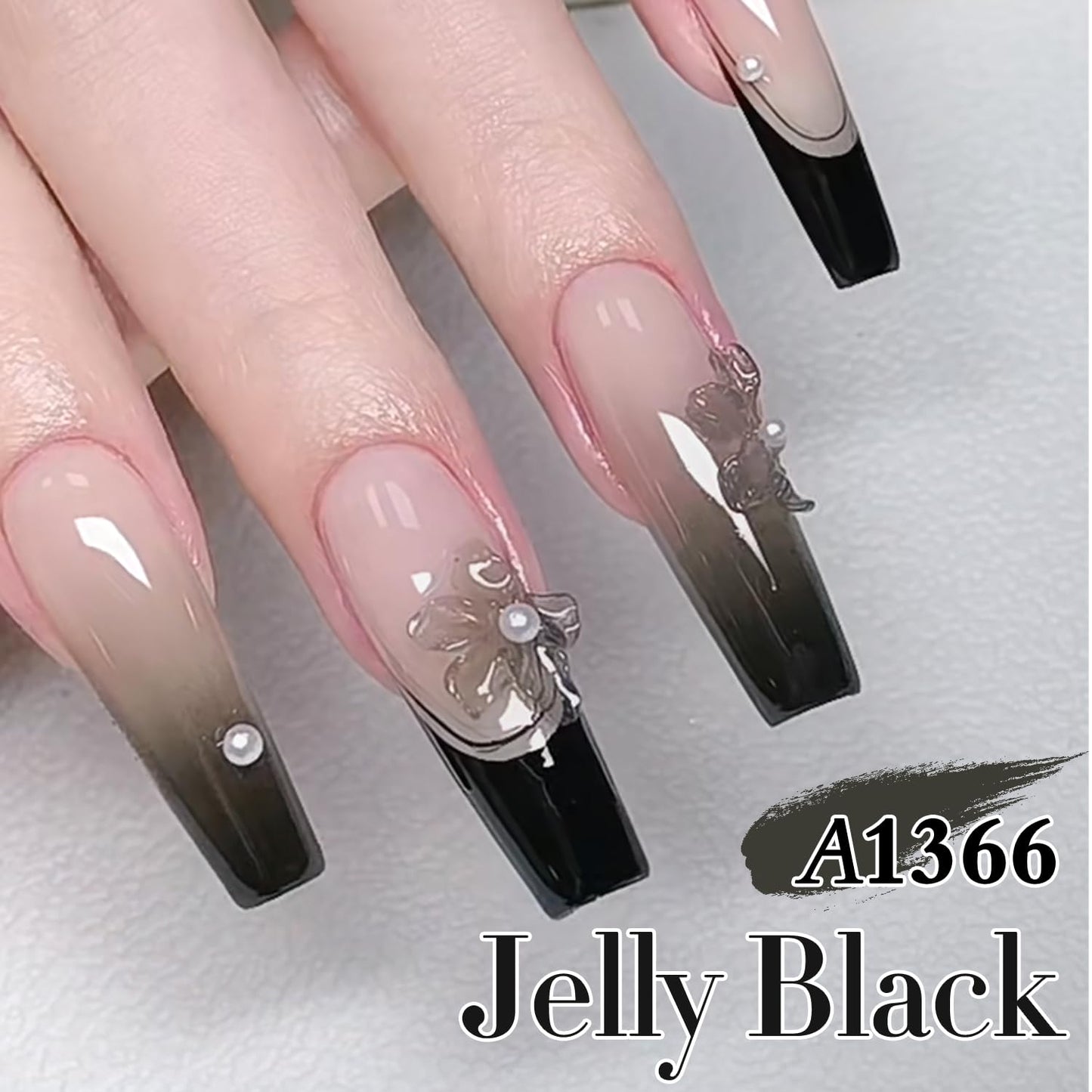 Double Rhythm 0.5Oz Translucent Gel Polish Sheer Neutral Natural Light Milky Same Color Same Bottle 15ML Jelly Gel Polish Nail Art DIY at Home (Black-A1366)