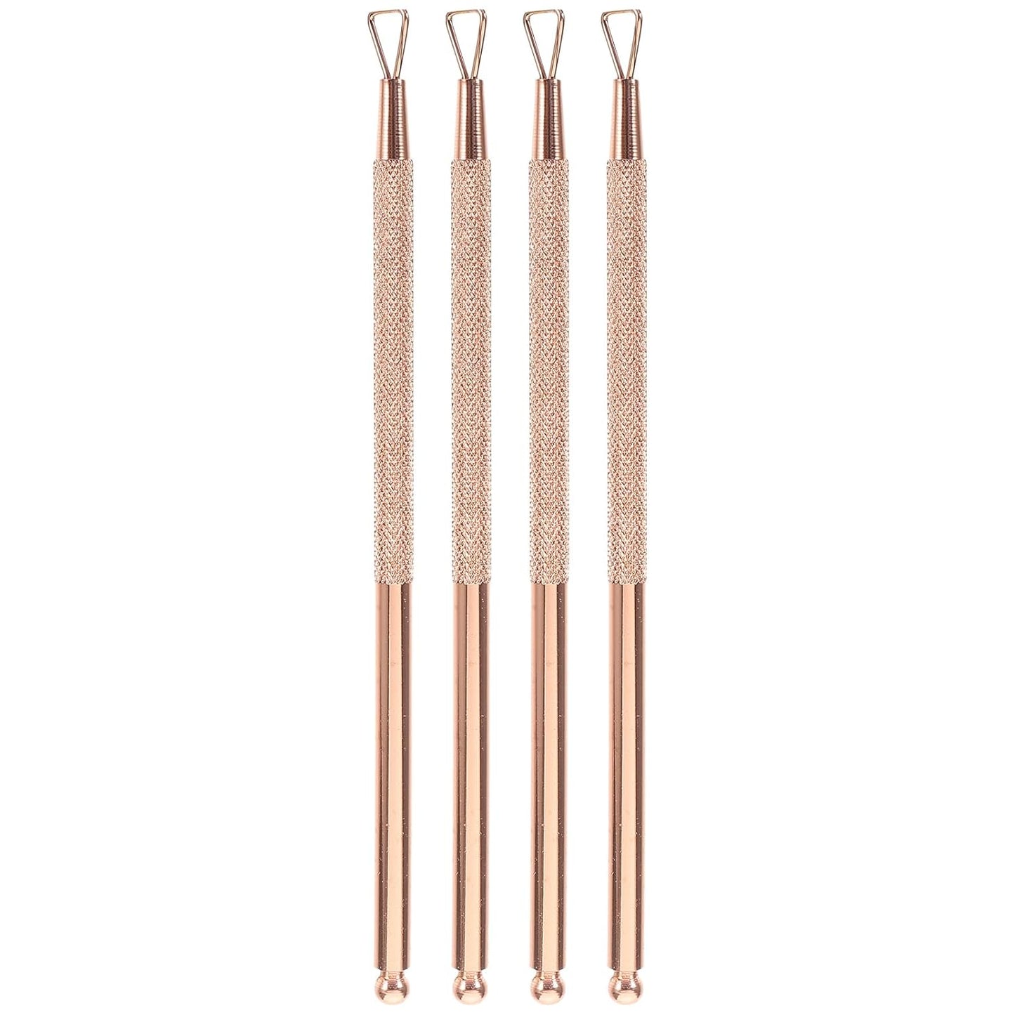 Uonlytech 4 Pcs Stainless Steel Cuticle Pusher Triangle Cuticle Peeler Scraper Gel Remover Nail Polish Nail Art Remover Tool for Manicure Beauty Salon(Rose Golden)