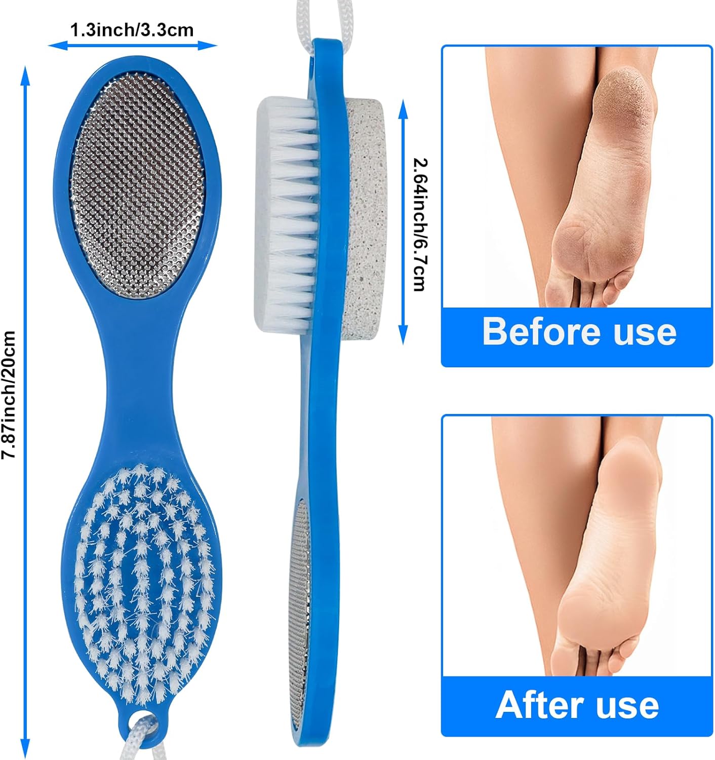Pumice Stone Brush for Feet 2 Pack Foot Brush Foot Scrubber Foot File Callus Remover 4 in 1 Feet Pedicure Tools for Feet,Pumice Stone, Foot Rasp and Sand Paper