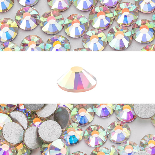 Novani 288 Pieces Flatback Rhinestones Glass Round Gems AB Crystals for Nail Art DIY Crafts Clothes Shoes,SS34,7.1-7.3mm