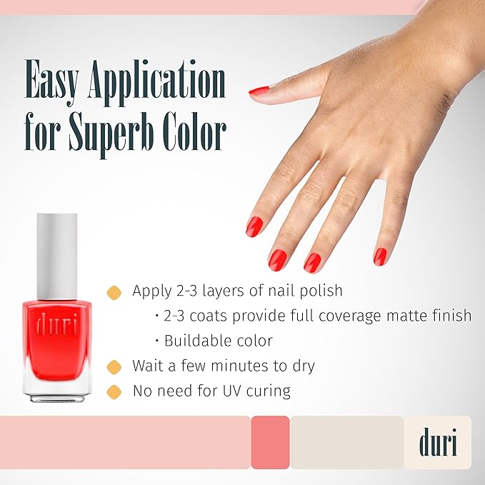 duri 645N Windy City Roar Nail Polish, Neon Orange Color, Matte Finish, 0.45 Fl Oz