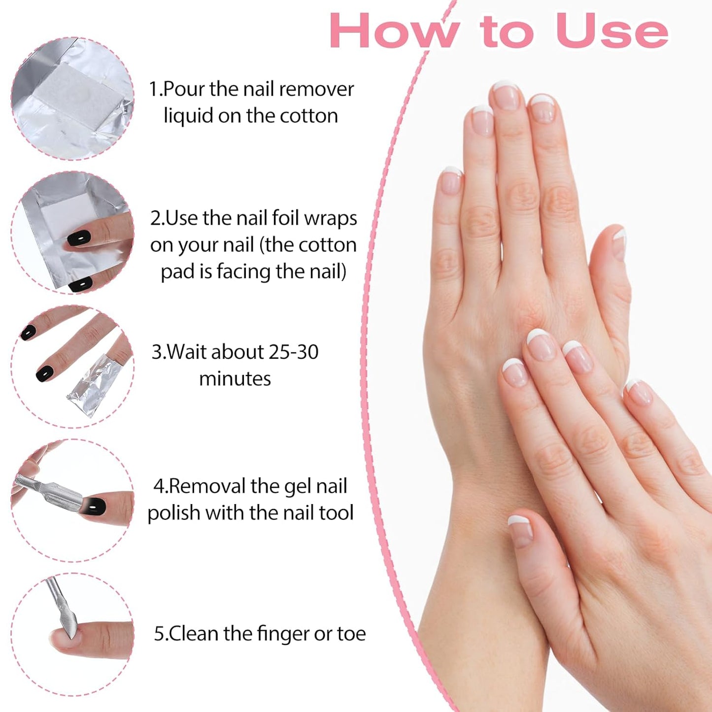 200 PCS Nail Remover Foil Wraps, Nail Foils Soak off, Gel Nails Polish Remover, Nail's Polish Removers Nails Foil Wraps with Cotton Pads (Silver)