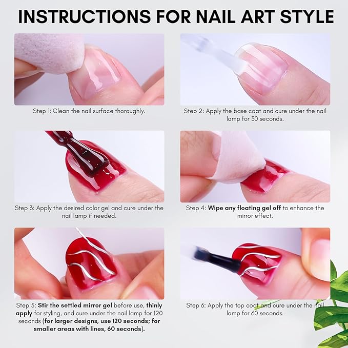 Makartt 8ml Mirror Shine Gel- Metallic Gel Nail Polish, Silver 3D Metal Painting for Nail Art Soak off UV/LED Glossy Mirror Effect Nail Glue for Home Salon DIY Manicure