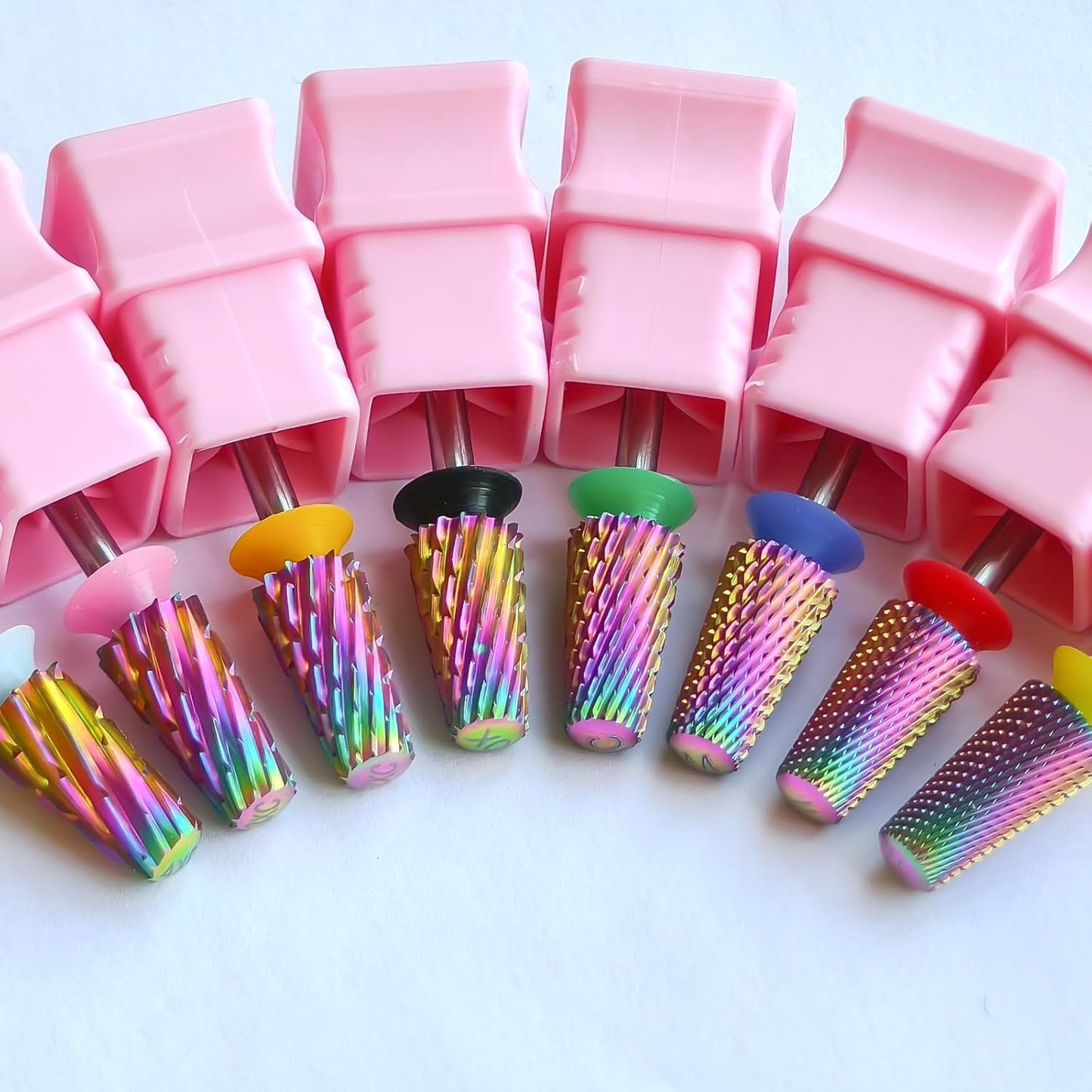Round Top Nail Drill Bits, Cross Cut Tapered 3/32'' Safety Tungsten Carbide Professional Bit, Remove Gel Fast, Left Right Hand Use, Acrylic Nail Polish, Technicians Bits, Triple Coarse.