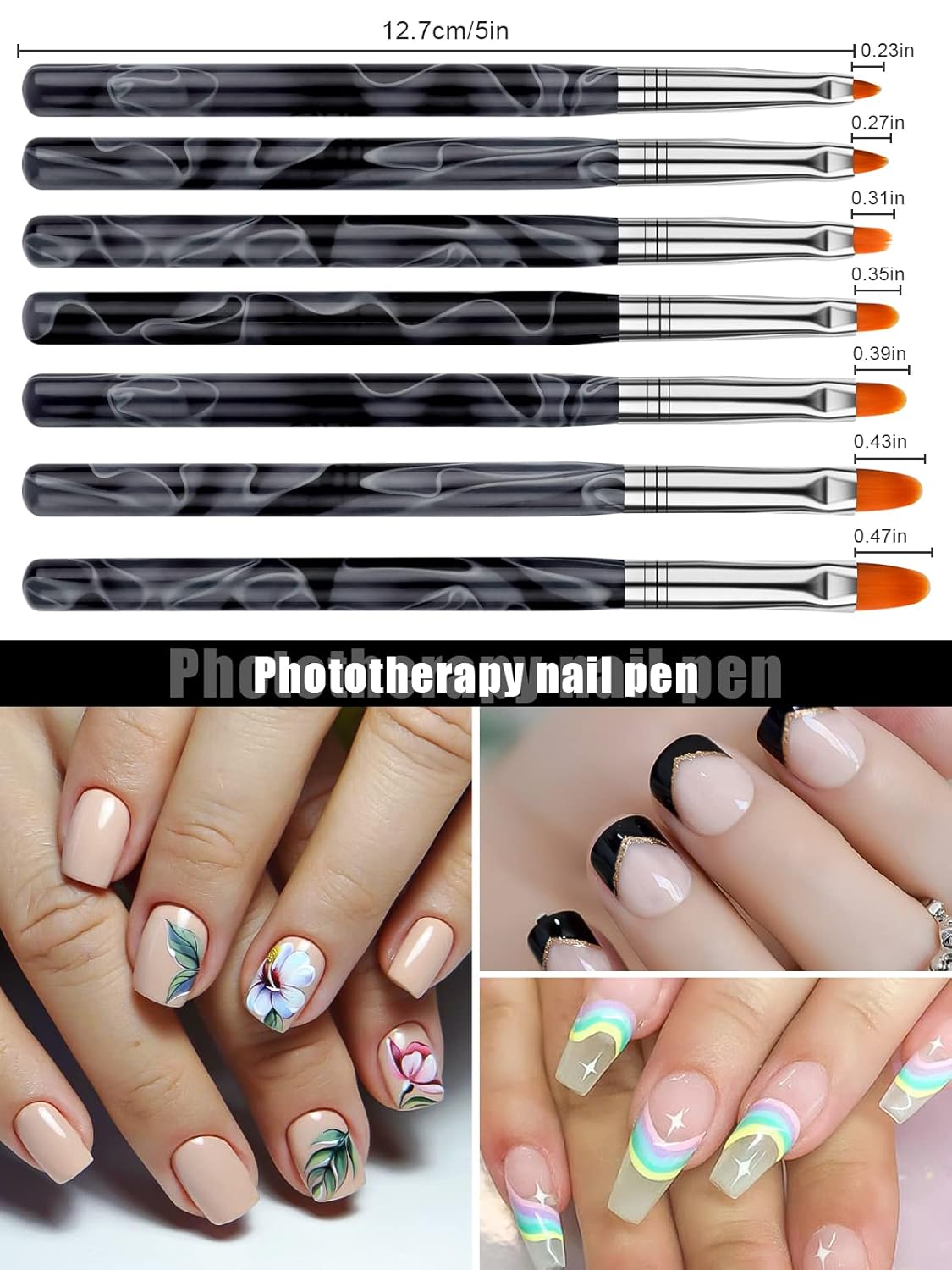 TOROKOM 19Pcs Acrylic Nail Brush Set, Nail Brushes for Nail Art Pen Nail Art Tools for Acrylic Application incl 7Pcs Gel Nail Polish Brush,6Pcs Nail Design Brush,5Pcs Dotting Pen,1Pc Nail Dust Brush