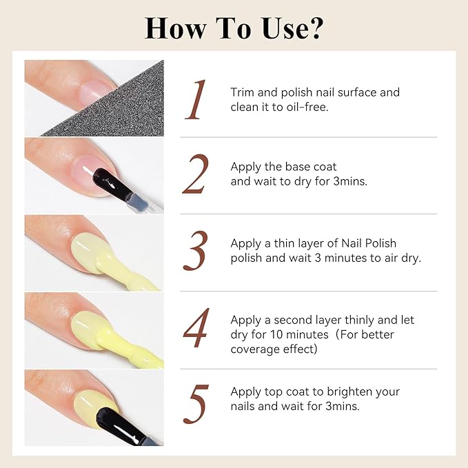 Yellow Nail Polish Quick Dry Pastel Nail Lacquer Sheer Color, Light Yellow Regular Fast Dry Fingernail Polish Bulk Non Gel Long-Lasting DIY Salon Gift For Women