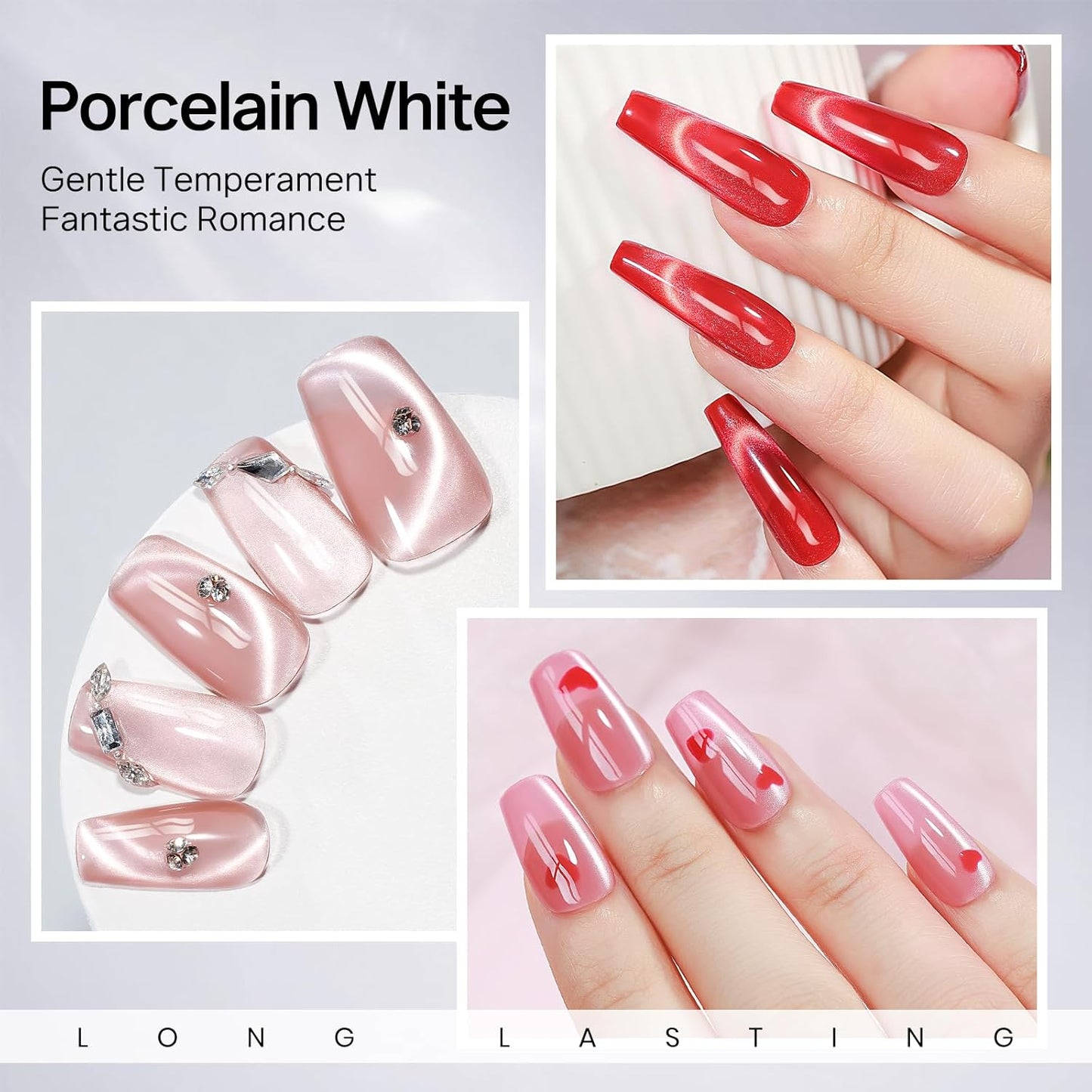 MIZHSE Cat Eye Gel Nail Polish 20 Colors, Ceramic Magnetic Gel Polish Set with Magnet Stick, Trendy Colors Cateye Effect Soak Off Nail Art Salon Home DIY Gift for Women