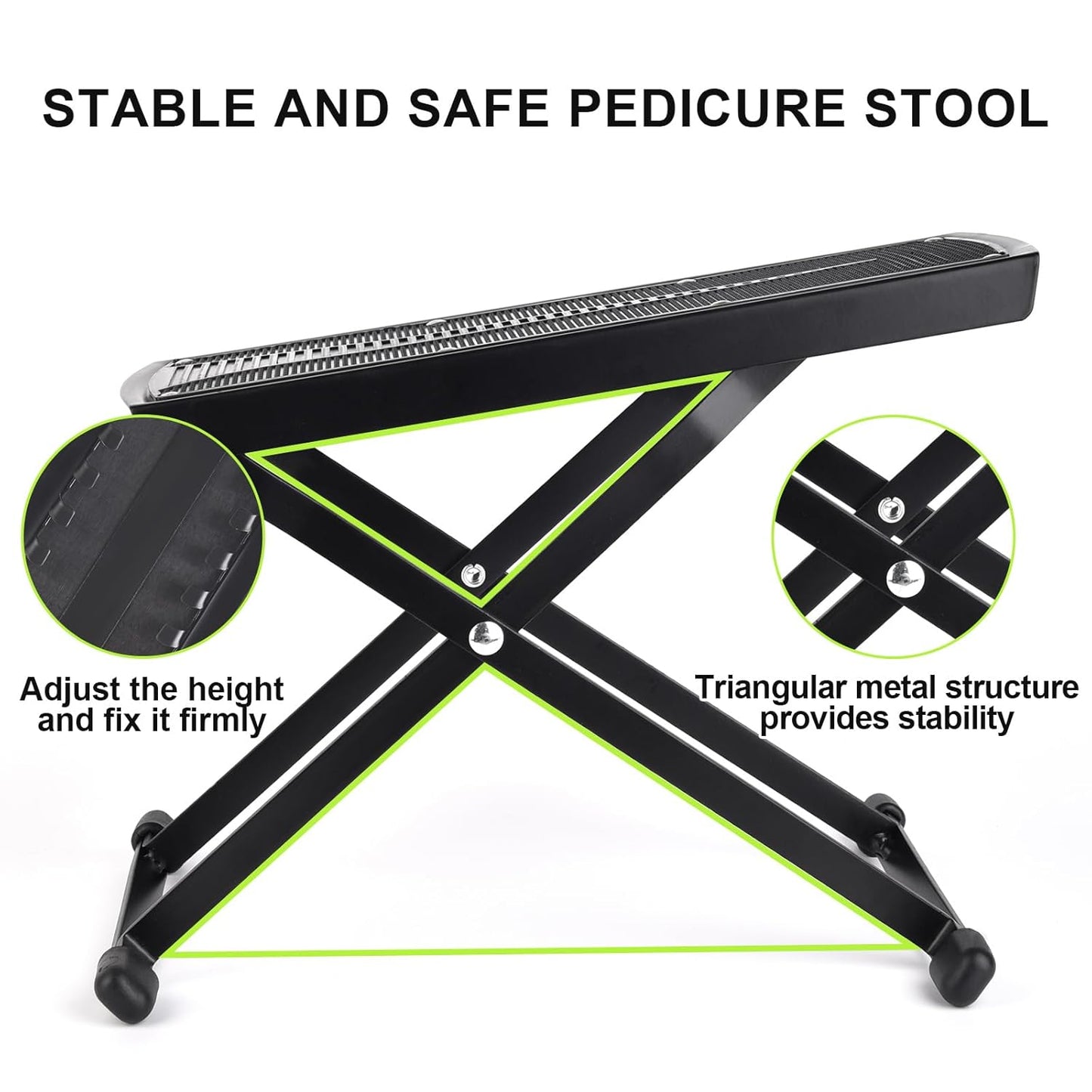 Pedicure Foot Rest Kit 6 Adjustable Heights Foot Stand for Pedicure Non-Slip Foldable Pedicure Stand for Easy at Home No More Bending or Stretching Pedicure Stool with Silicone Toe Separator