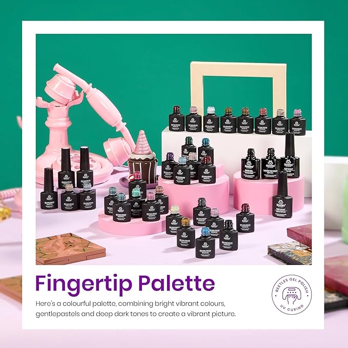 beetles Gel Polish Winter Gel Nail Polish Set 32 Colors with Base Top Coat Burgundy Red Blue Purple Brown Orange Green Pink Black White Uv LED Lamp Nails Gifts for Women Fingertip Palette