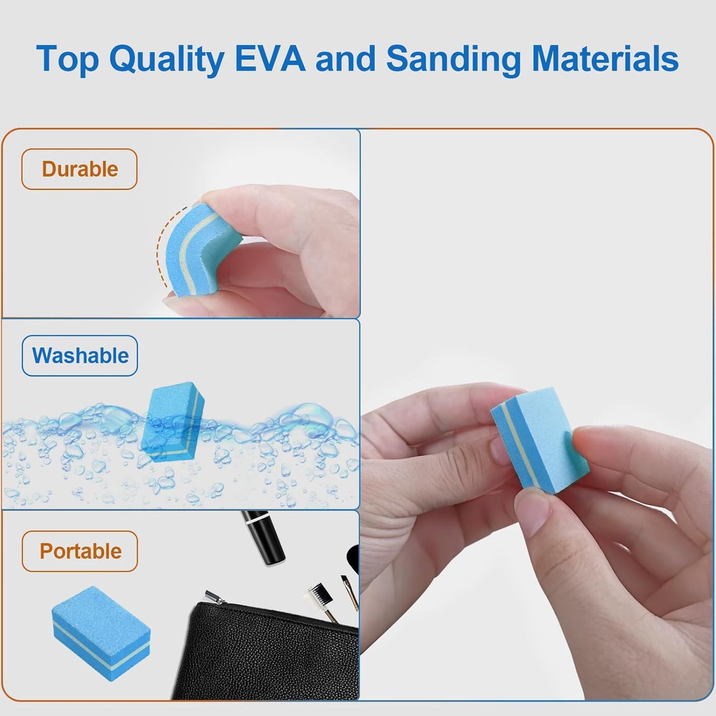 Nail Buffers (50 Pack), Mini Buffer Block Nail File for Acrylic Nails and Natural Nails, 100/180 Grit Nail Buffer Block Bulk Buffing Blocks for Nail Buff Professional Manicure File Blocks Set Blue