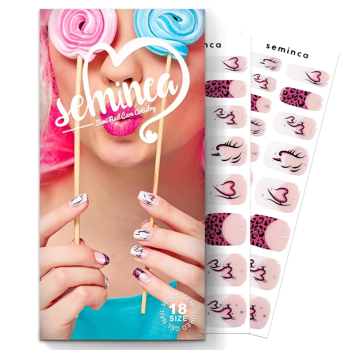 Semi Cured Gel Nail Strips-Salon Quality Semi-Cured Gel Press On Nails Stickers Strengthening Quick DIY Nail Art Manicure Kits for Women at Home(Disco Leopard)