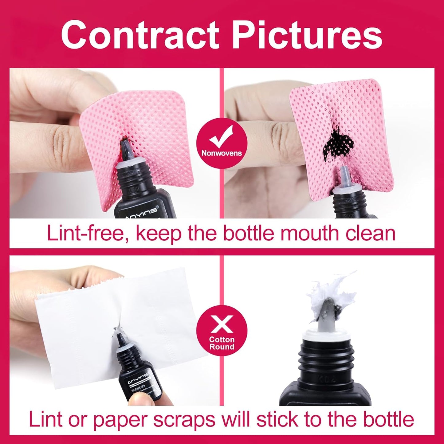 Lint Free Nail Wipes, 1200PCS Pink Lint Free Wipes Non-woven Fabric Gel Polish Remover Super Absorbent Soft Nail Polish Remover for Nail Salon, Home DIY