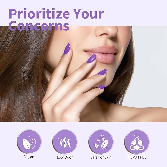 CANNI Purple Gel Nail Polish, 1Pcs Dark Purple Color High Gloss Gel Nail Manicure Salon DIY