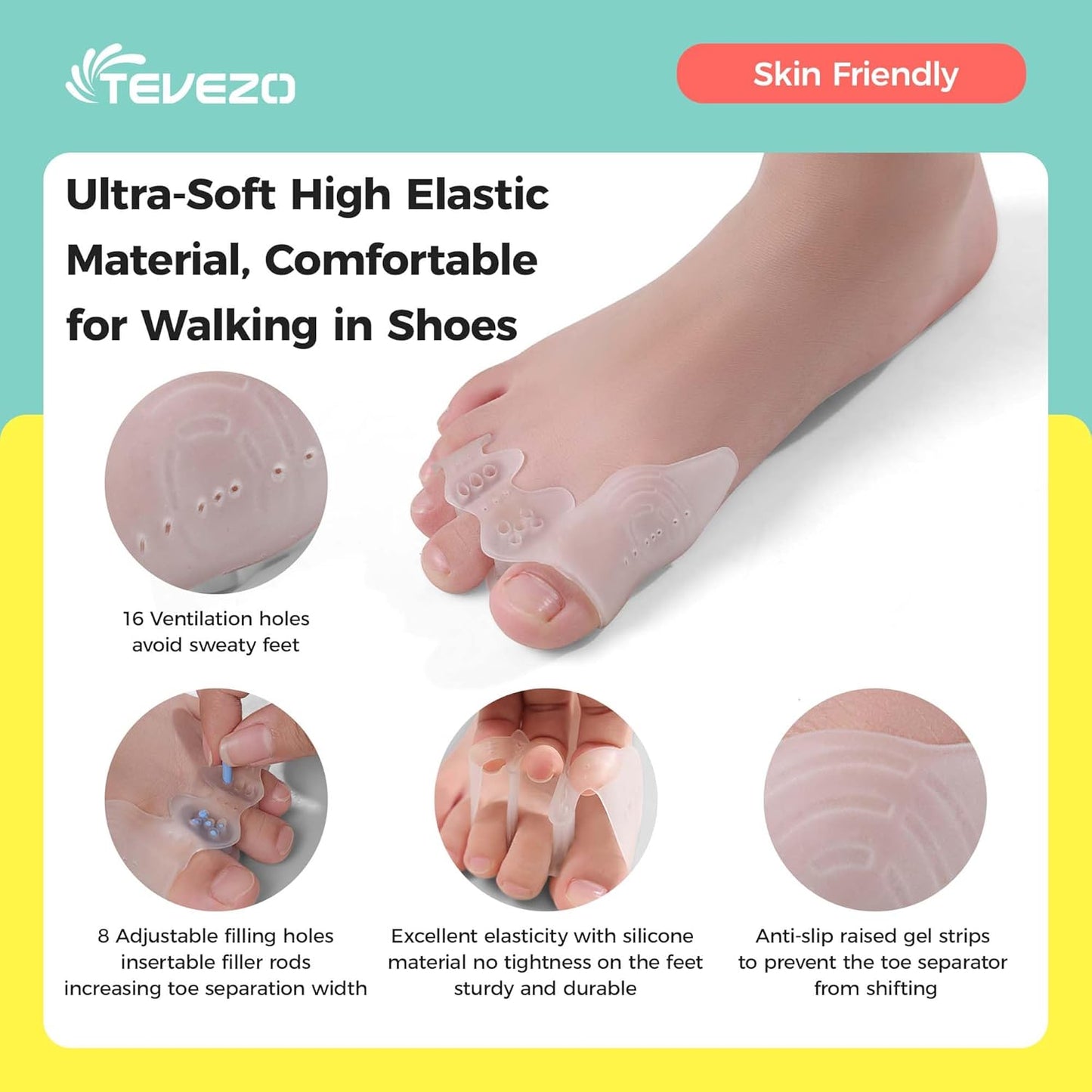 Toe Spacers & Bunion Corrector for Kids | Toe Separators,Corn Callus Removers|Hammer Toe Straightener|Bunion Relief|Overlapping Toes Separators|Corn Pads for Toes|1 Pair (Small-Kids)