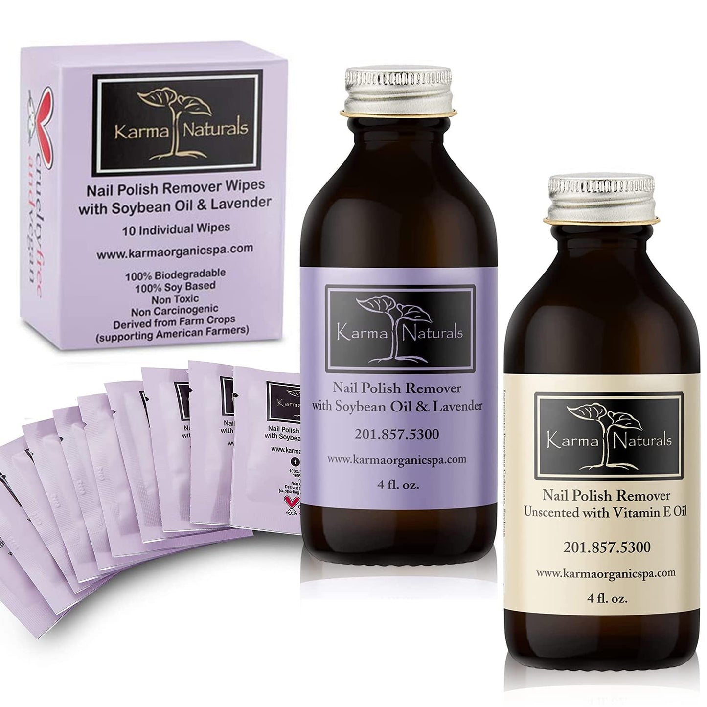 Unscented Nail Polish Remover with Amazing Nail Polish Remover Wipes & Lavender Remover