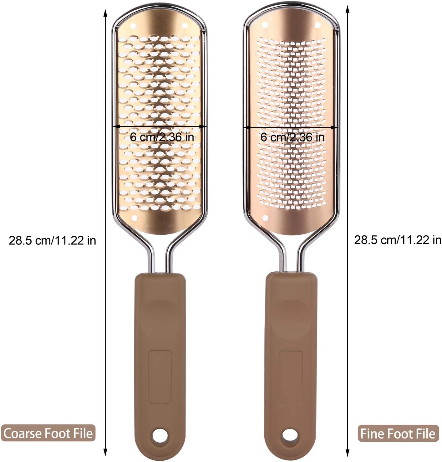 2 Pack Foot File & Rasp Callus Remover - Stainless Steel Coarse & Fine Scraper for Dry/Wet Feet, Professional Dead Skin Scrubber & Cracked Heel Care