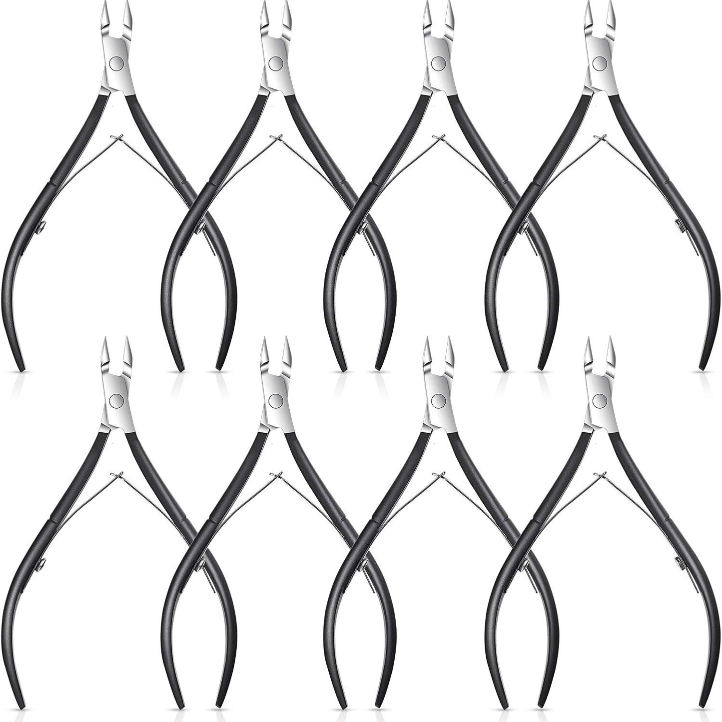 8 Pieces Cuticle Trimmer Stainless Steel Cuticle Nippers Pointed Blade Dead Skin Cutter Clipper Remover Scissors Manicure Tools for Fingernails and Toenails(Black)