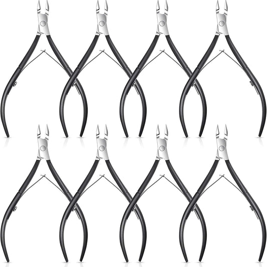 8 Pieces Cuticle Trimmer Stainless Steel Cuticle Nippers Pointed Blade Dead Skin Cutter Clipper Remover Scissors Manicure Tools for Fingernails and Toenails(Black)