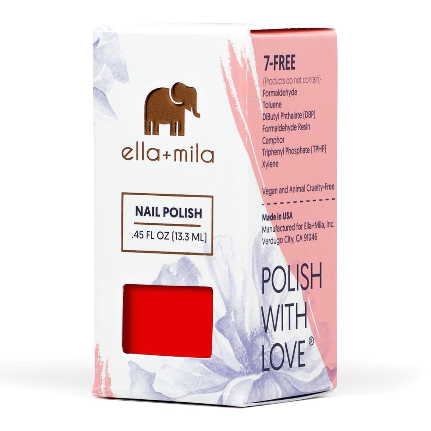 ella+mila Professional, Quick Dry, Long-Lasting & Chip-Resistant Red Nail Polishes (Paint the Town Red - 0.45 fl oz)