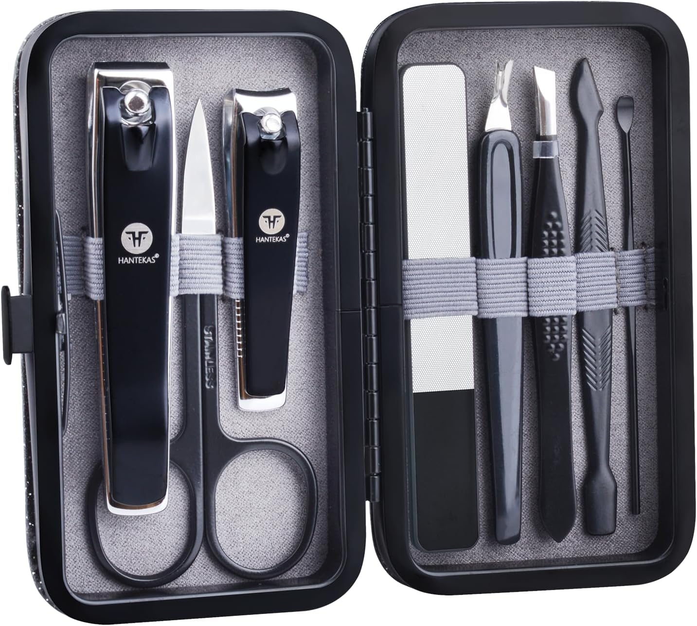 Manicure Pedicure Set 8pcs Stainless Steel Nail Clippers Kit Fingernail Toenail Clippers Cutters with Leather Case for Home Workplace Outdoor Travel Salon Gift for Men Women Family Friends
