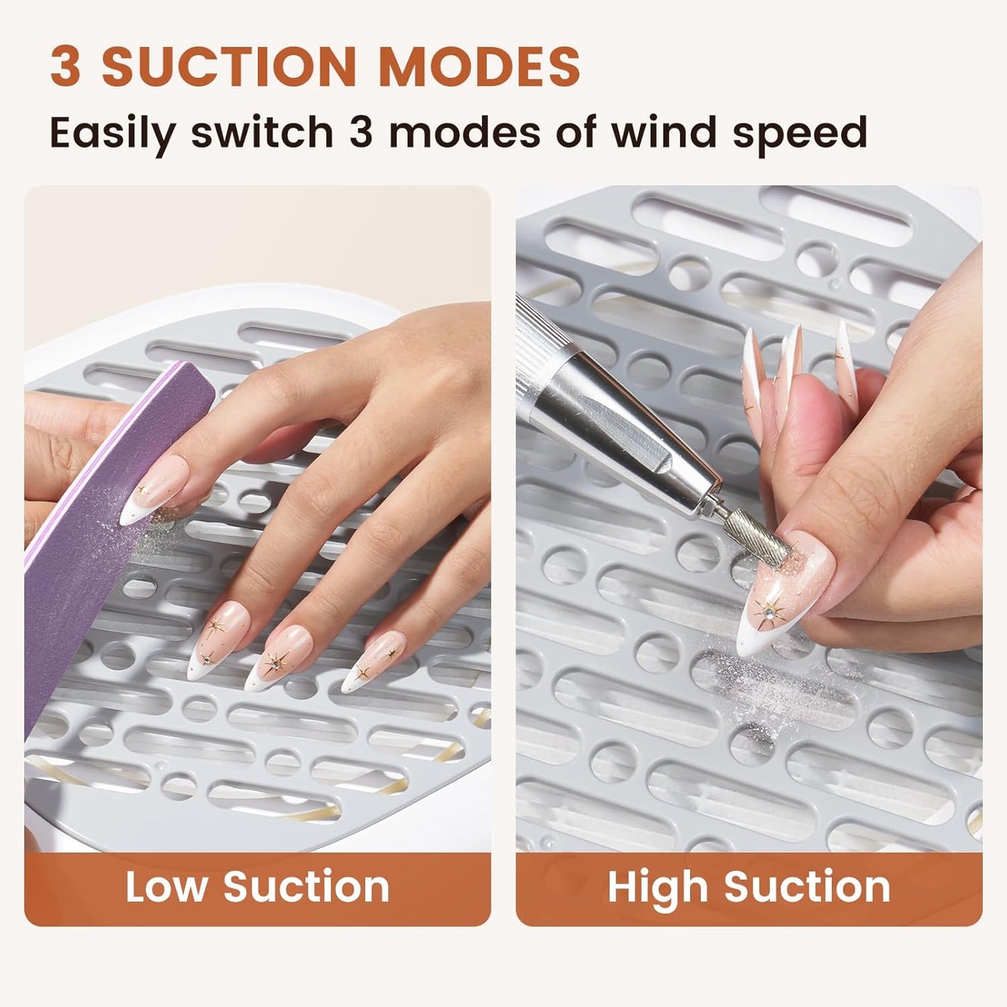 Nail Dust Collector for Nail Tech - 13000RPM Nail Vacuum Dust Collector with 360° Fexible Tube & Reusable Filter - Manicure Dust Cleaner for Acrylic Nail Salon, Home DIY & Crafts