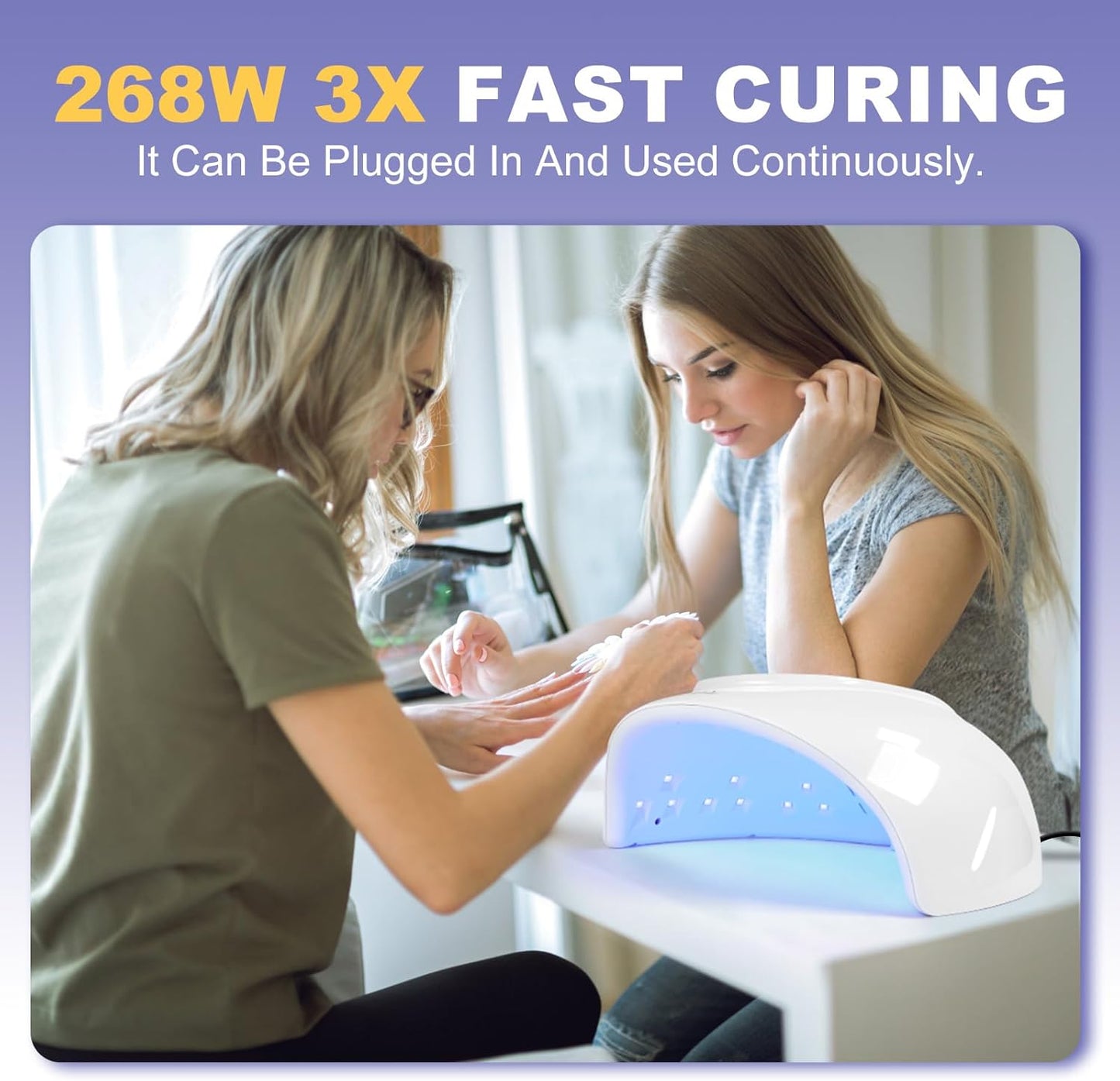 NXJ INFILILA 268W Gel Nail UV Light, Faster UV Light for Gel Nails, Professional Flash Cure Nail Dryer with 66Pcs Lamp Beads for Hands & Feet, Professional Quick Dry for Salon & Home