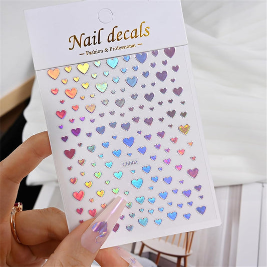 Valentine's Day Nail Art Stickers - Red White Heart Nail Decals, Self-Adhesive Sexy Kiss Heart for DIY 3D Nail Supplies Decoration (6 Sheets)