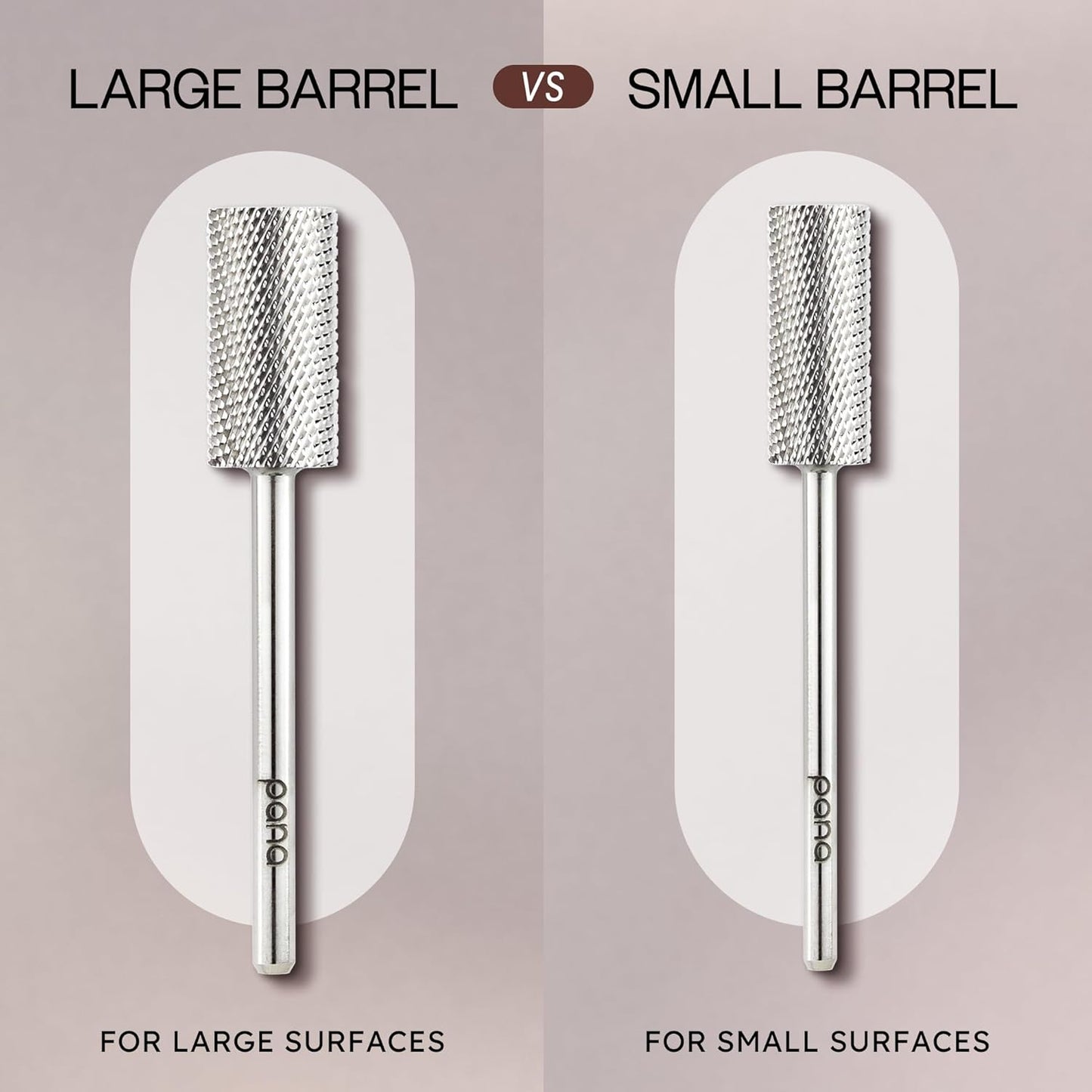 PANA Professional 3/32" Shank Size - Flat Top Large Barrel Silver Carbide Bit - Fine Grit - Nail Drill Bit for Dremel Machine
