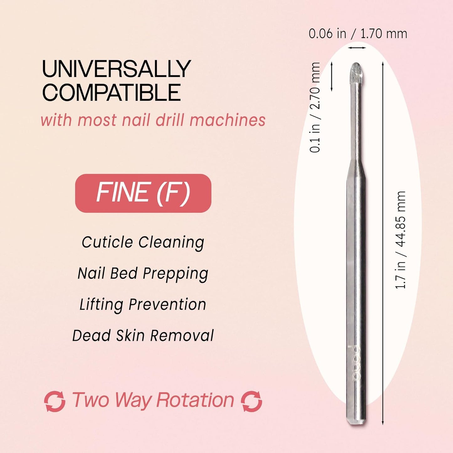 PANA 3/32" Carbide Cuticle Nail Drill Bit for Cuticle Cleaning, Dead Skin Removal, Gel Polish & Acrylic Removal, Under Nail Cleaner, Nail Salon, Manicure Tools (Snake Head - Silver, Fine)