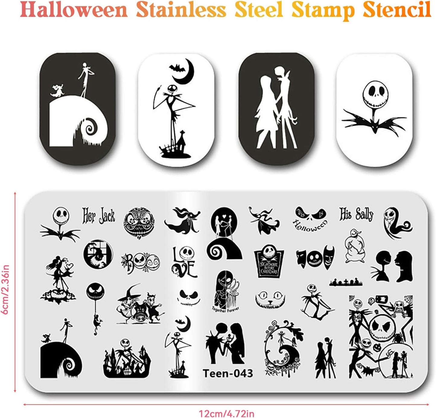 Halloween Nail Stamping Plate Spooky Holiday Nails Stamping Kit Skull Ghost Theme Nail Art Design Plate for Women Girls DIY Home Salon Use