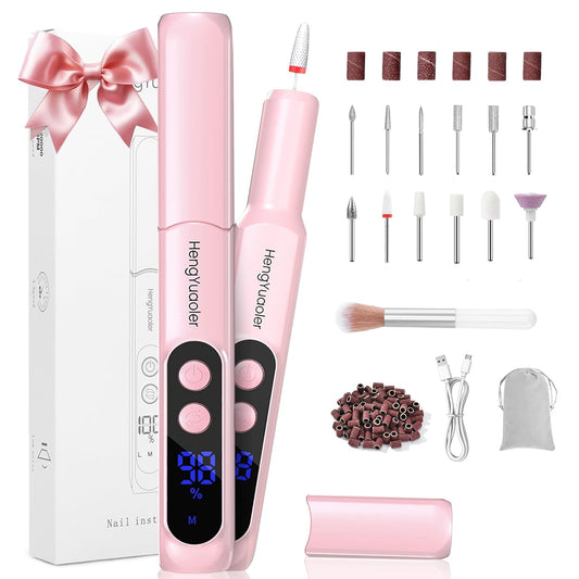 Cordless Electric Nail Drill Professional 3 Speeds Nail Drill Kit for Acrylic Gel Dip, USB Portable Rechargeable 20000 RPM Efile Manicure Pedicure Polishing Shape Tools(Pink)