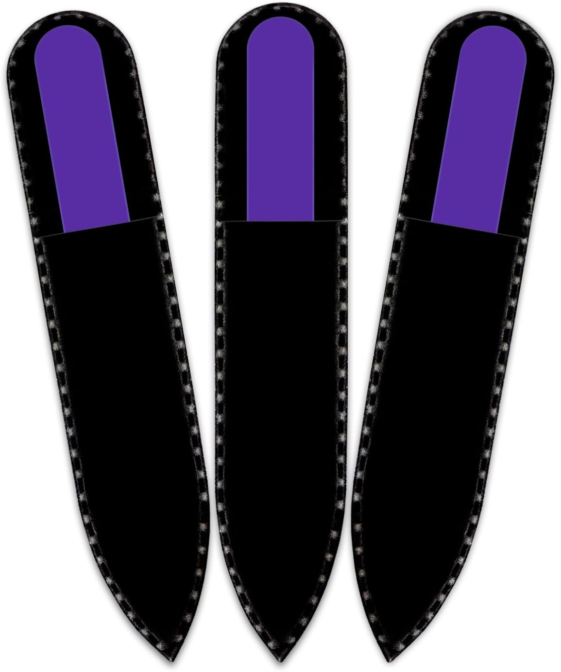 Color Crystal Nail File in Black Pouch - Small/Purse Size - Czech Tempered Glass - Handmade in Czech Republic