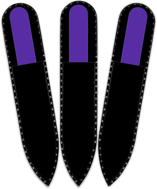 Color Crystal Nail File in Black Pouch - Small/Purse Size - Czech Tempered Glass - Handmade in Czech Republic