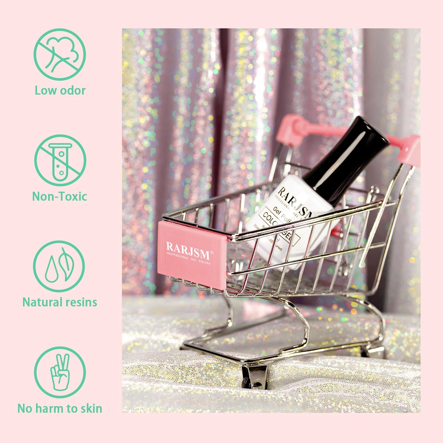 RARJSM Glitter Gel Nail Polish Pink Yellow Green Patel Spring Summer Color Big Flakes Gel Polish Sparkly Chunky Clear Shimmer Pigments Soak off Led UV Curing Required for Home Salon Manicure 15ml