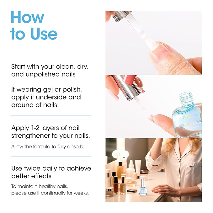 GELLEN Ocean Scent Nail Strengthener, 8-In-1 Pro Care Nail Repair Growth Serum for Thin Damaged Nails, Air Dry Clear Finish, Non-Polish, Keratin Calcium Nourishes Strengthens & Growth