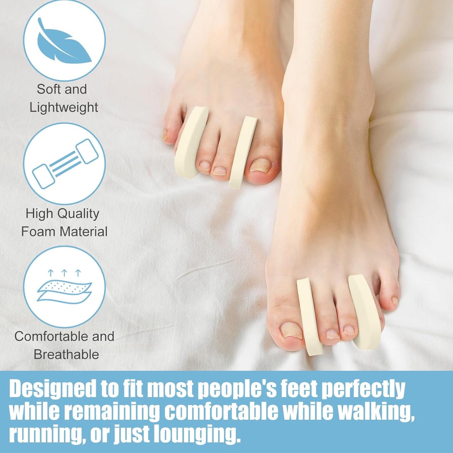 40 Pack Large Foam Toe Spacers Toe Separators for Women Men Relieves Corns Pain From Bunions Toe Overlap Hammer Toe Relief Friction