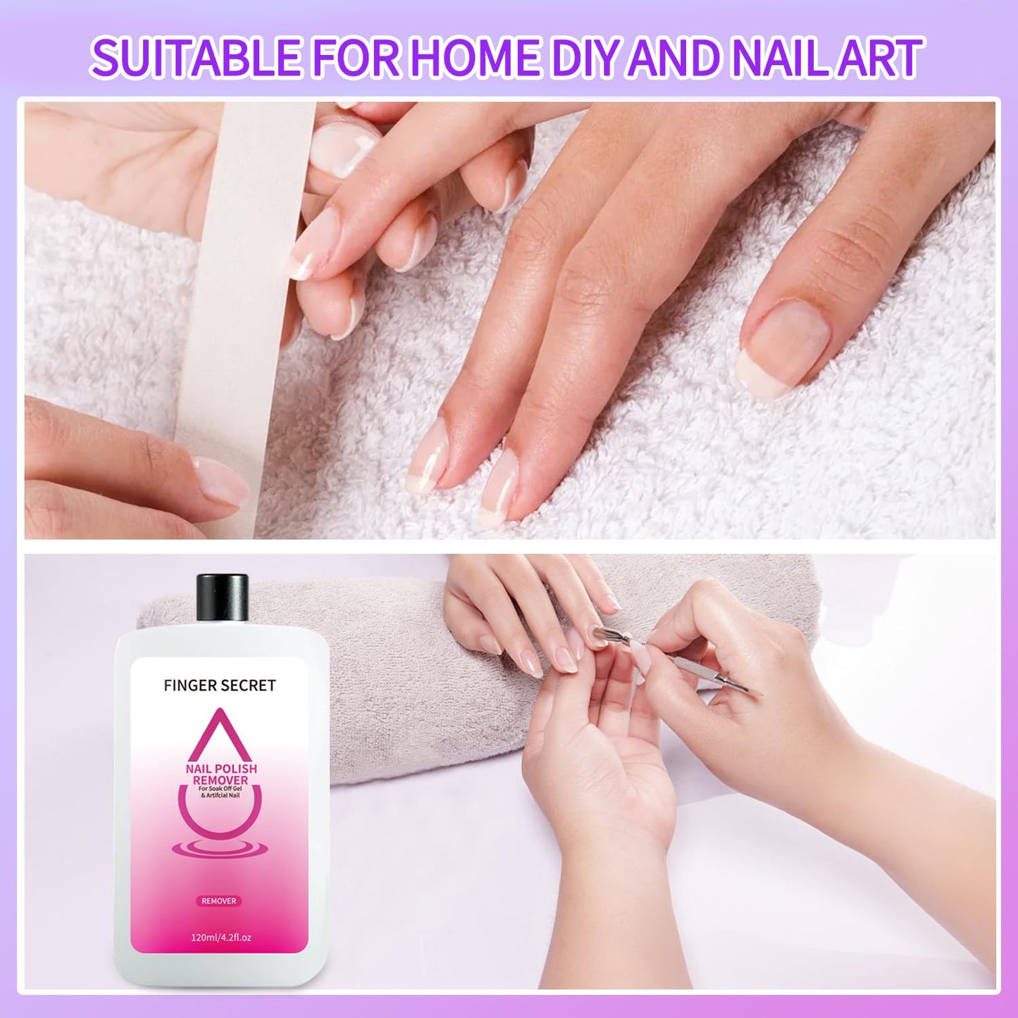 FINGER SECRET Nail Remover Polish 120ml,Gel Nail Remover Polish,Professional Gel Polish Remover for Nails Quickly & Easily & Effectively Remove Gel Polish